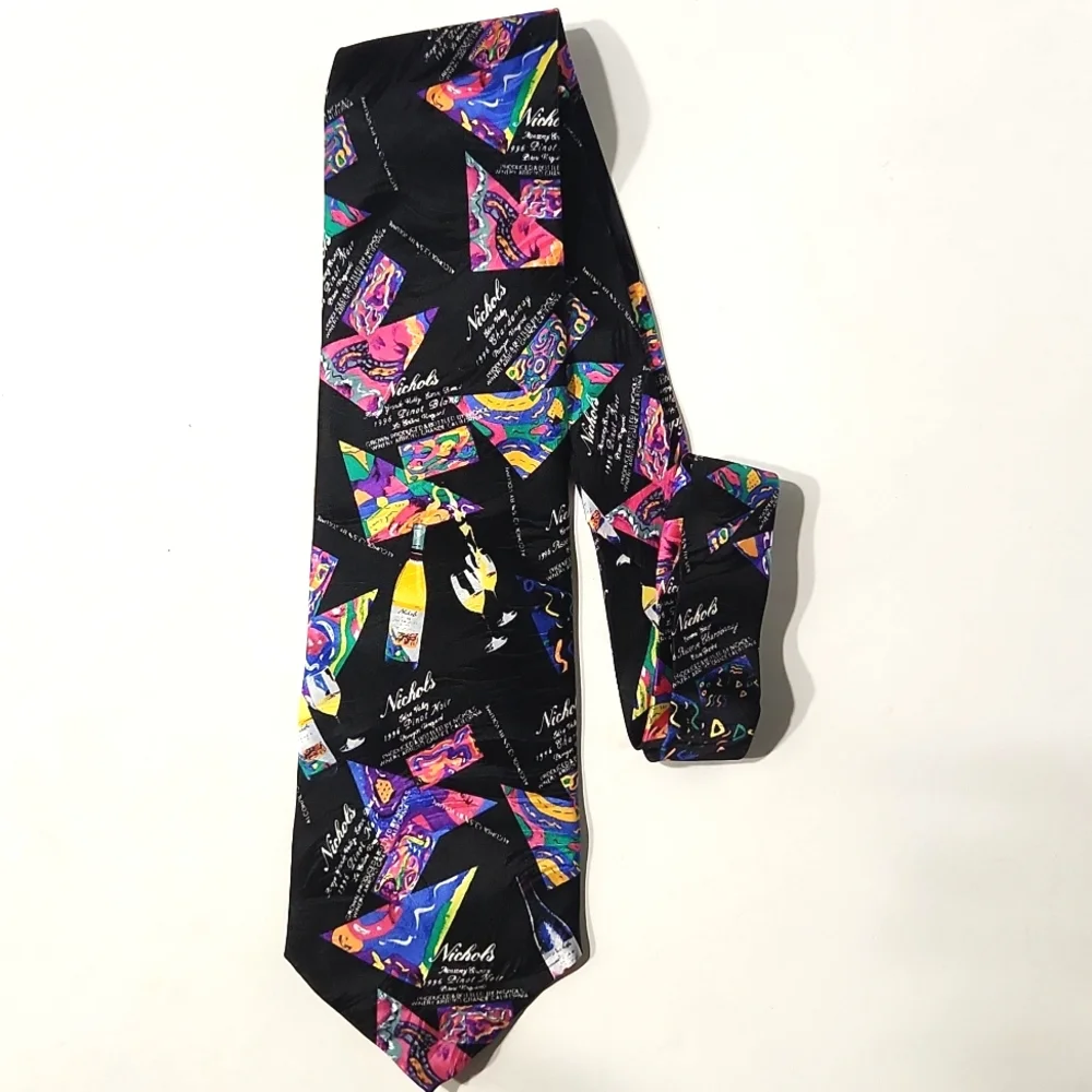 90's Wine Vogue Collection Nichols Winery Silk Tie Images of a Sommelier HTF NEW